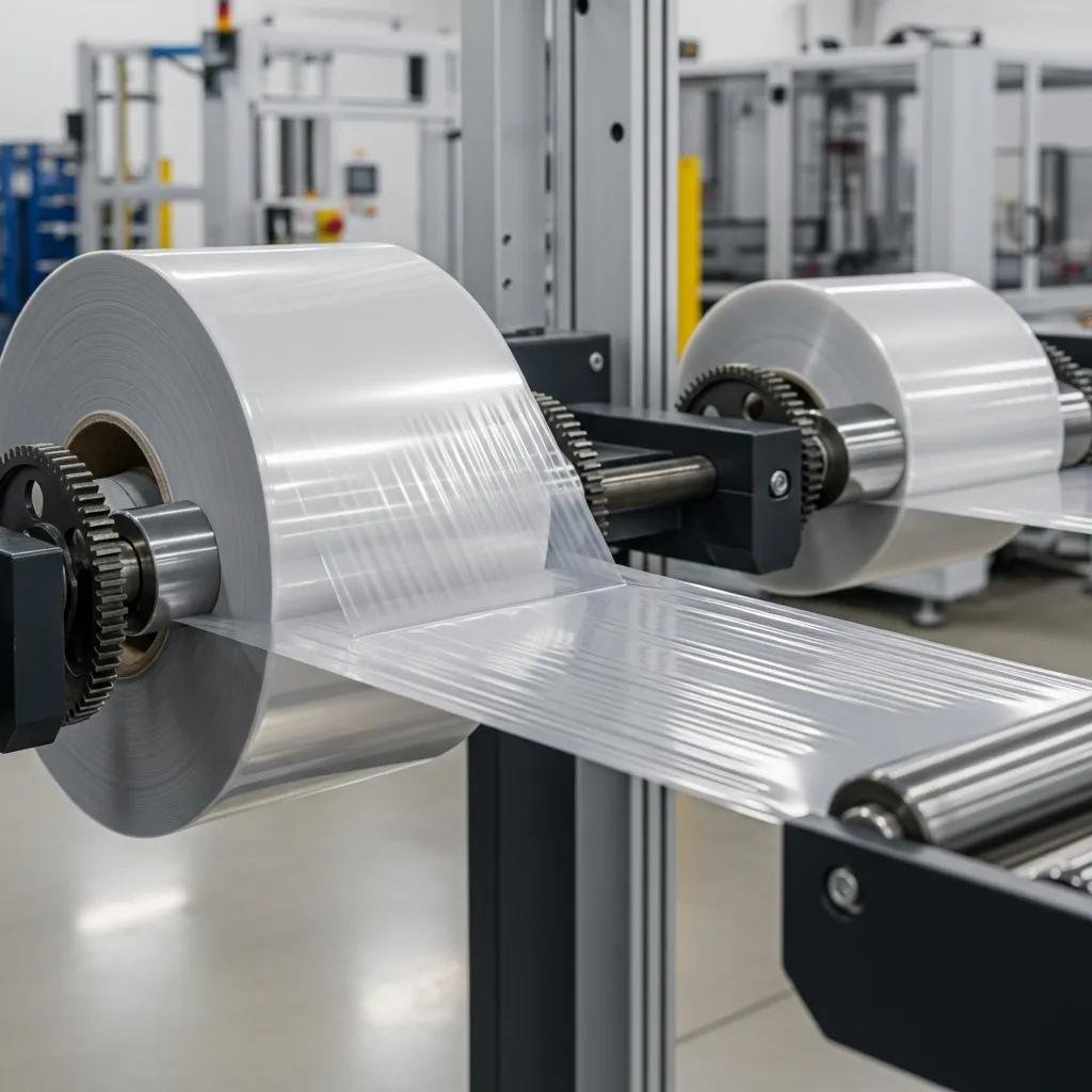 Illustration of pre-stretch technology in stretch film, showcasing its mechanics and efficiency