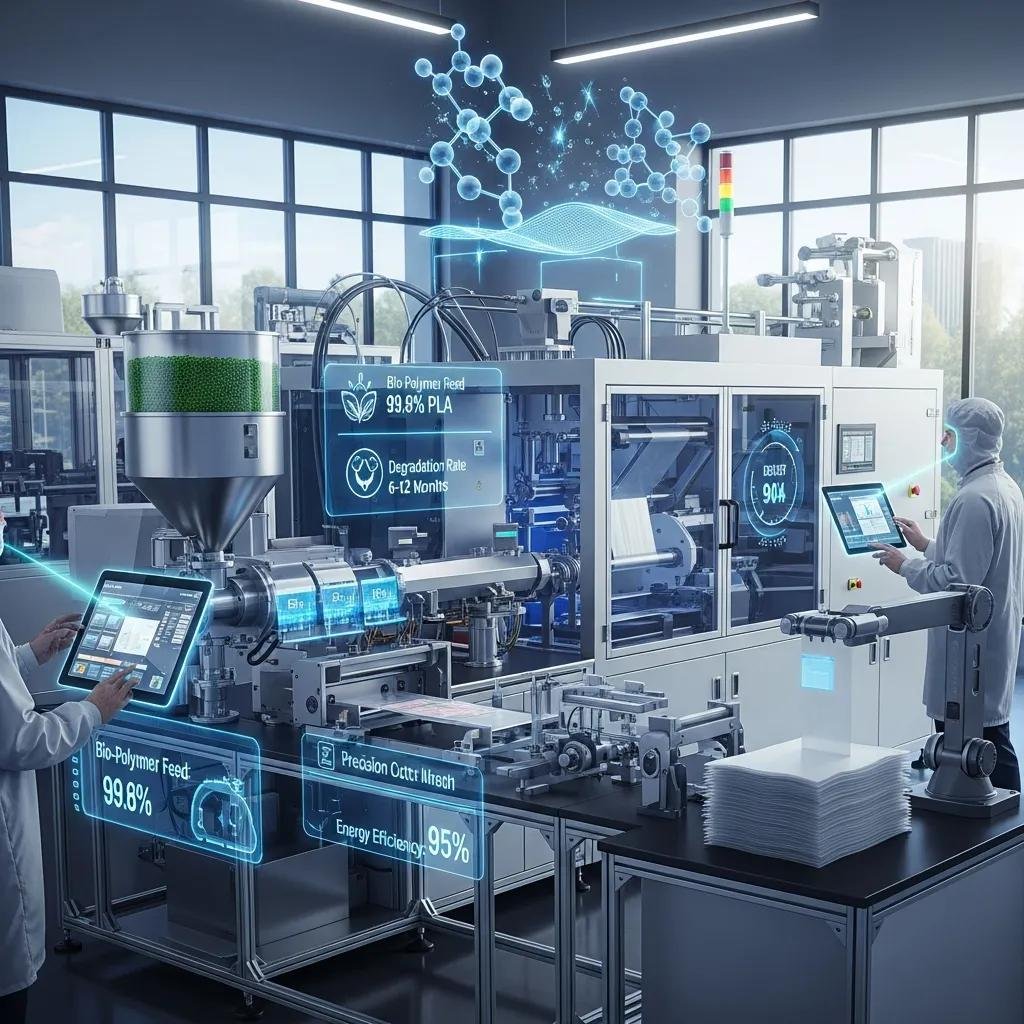 Advanced machinery for producing biodegradable plastic bags, representing innovation in sustainable plastic technology