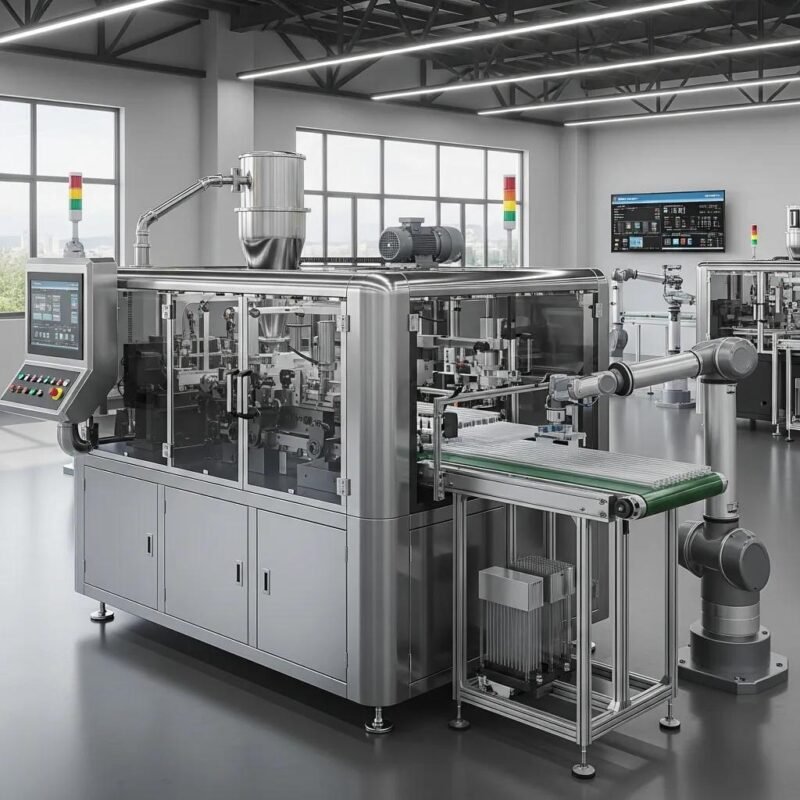 Automatic plastic straw machine in a modern factory setting, highlighting efficiency and technology