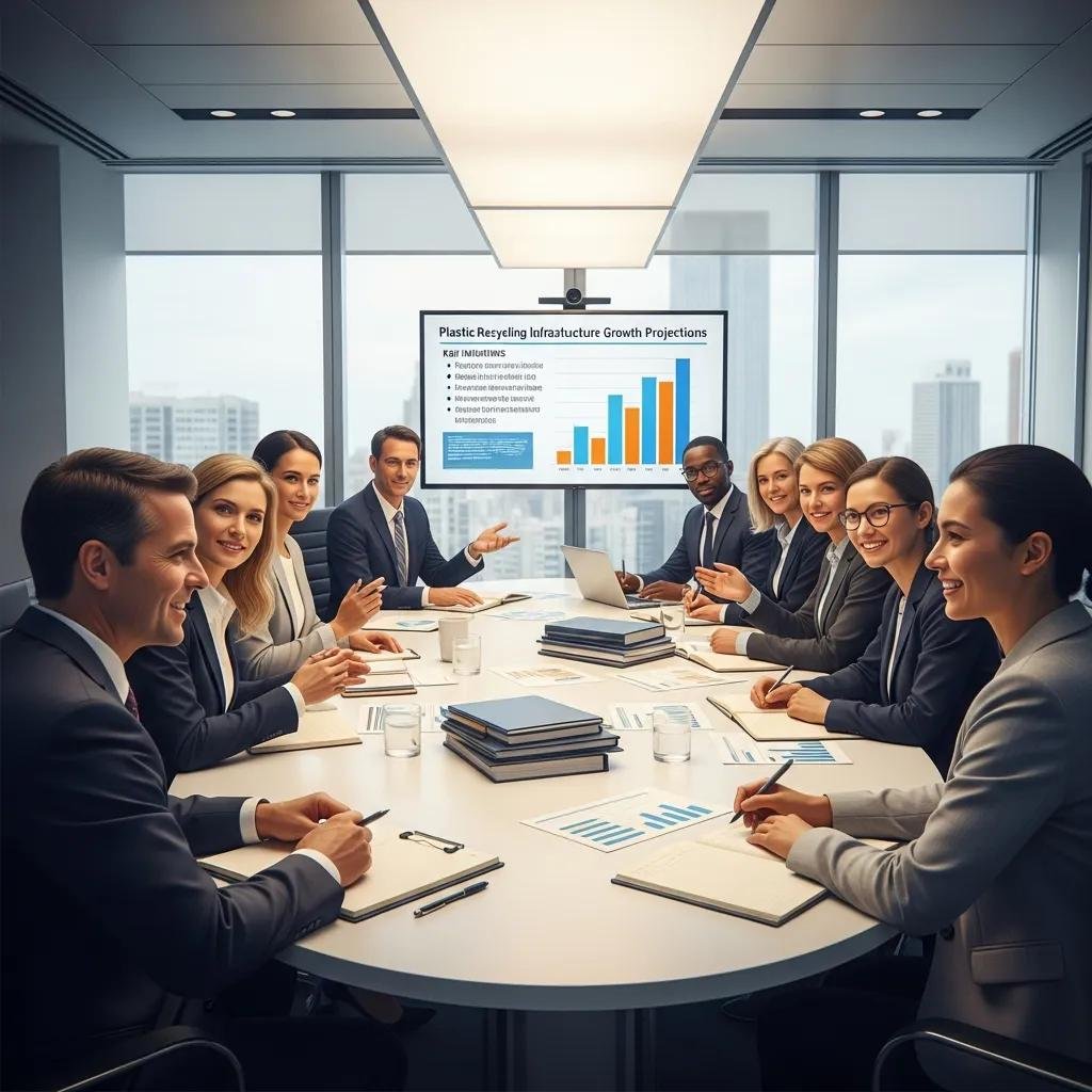 Government officials and private sector representatives collaborating on recycling infrastructure