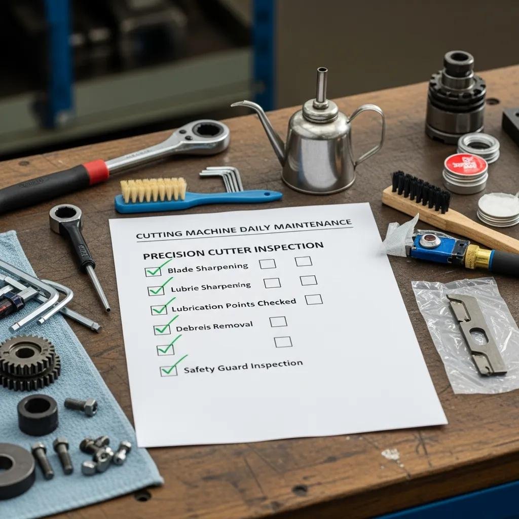 Maintenance checklist for a cutting machine, illustrating effective maintenance scheduling