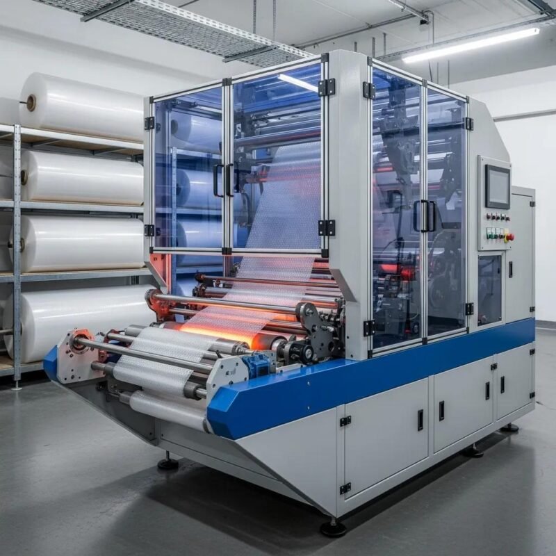 Modern bubble wrap machine producing high-quality bubble wrap in an industrial environment