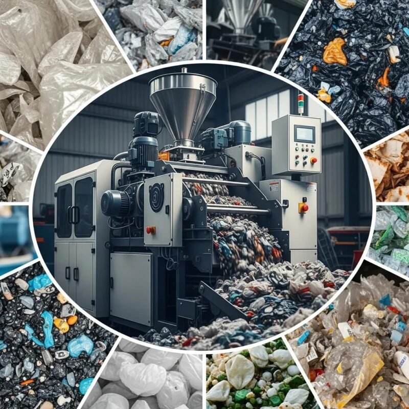 Modern plastic recycling machine processing waste in Jakarta