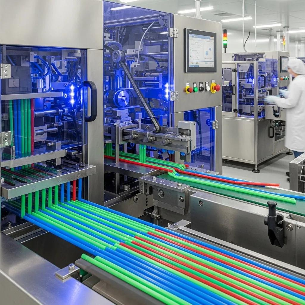 Modern straw production line showcasing precision machinery and high-quality straws